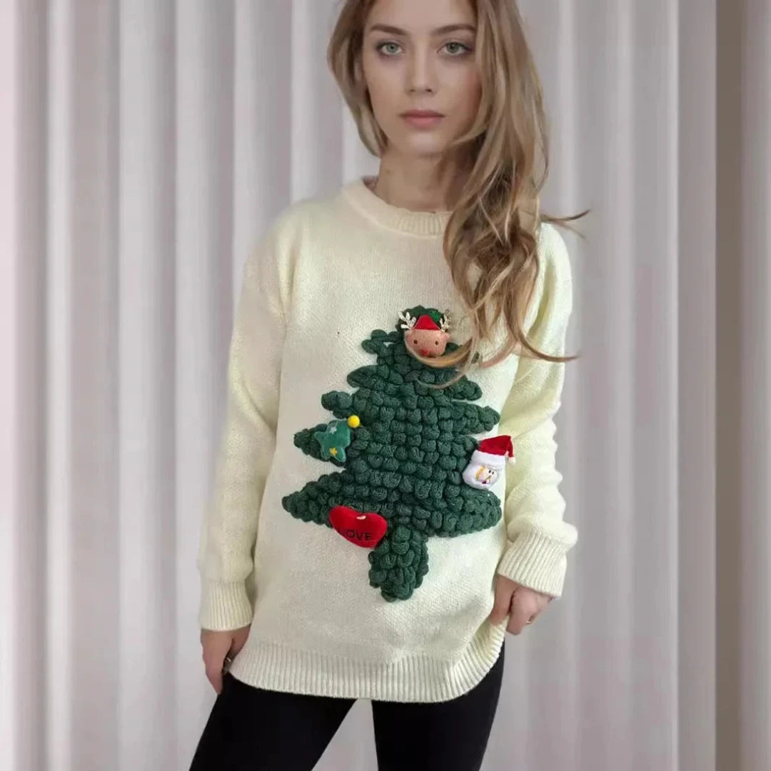 Hyggelig juletrøje til kvinder i varmt stof med festligt design 2