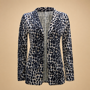 Dame Løs Pasform Blazer Alsidig Leopard Print