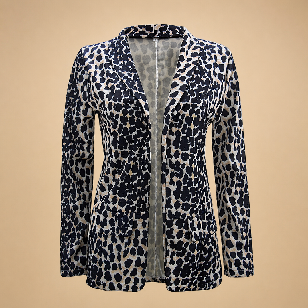 Dame Løs Pasform Blazer Alsidig Leopard Print