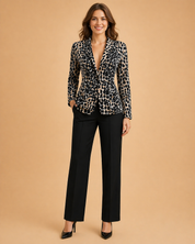 Dame Løs Pasform Blazer Alsidig Leopard Print