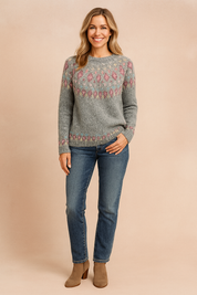 Izabela | Sweater med et farverigt mønster på toppen 2
