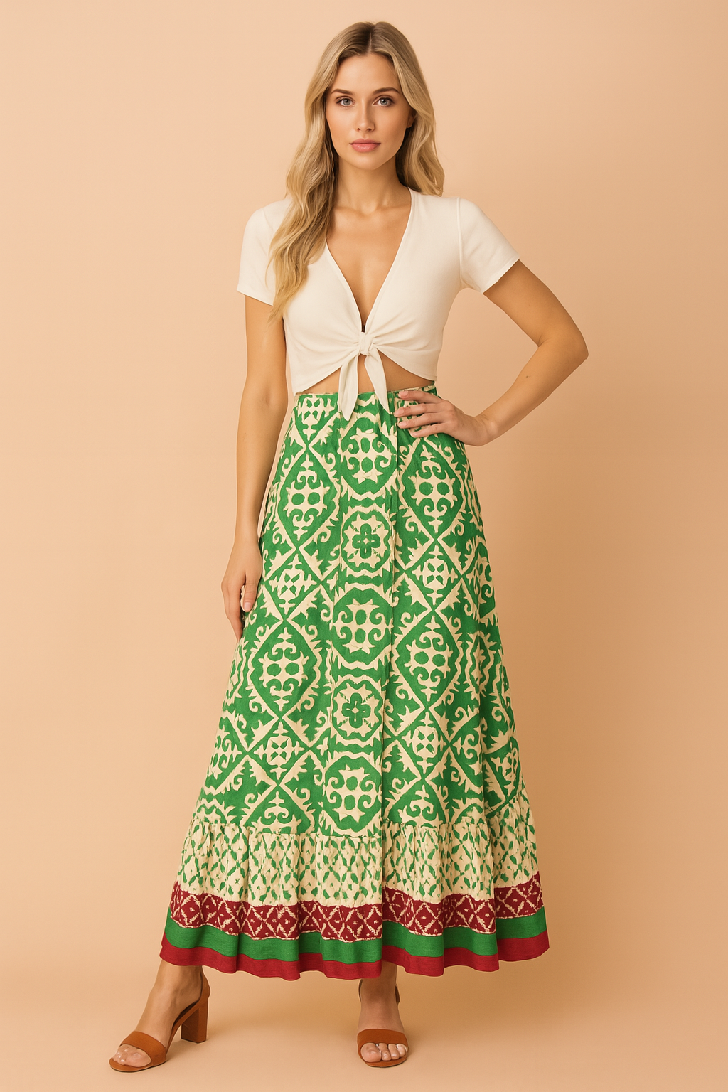 Izzy | Lang sommernederdel i retro boho-stil 0
