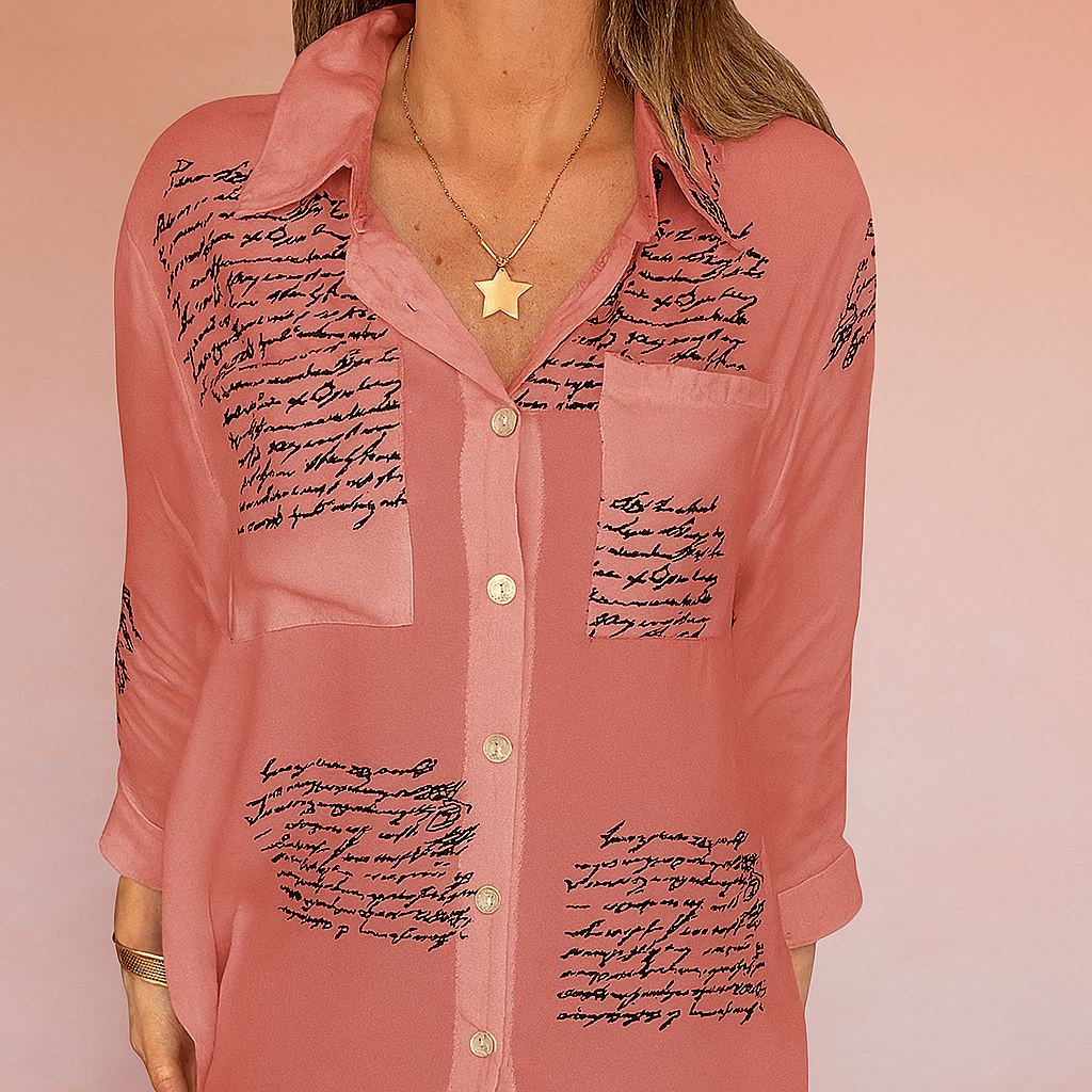 JENA | Skjortebluse med manuskriptprint 3