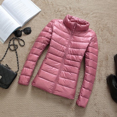 Jacke Damen Glänzend Kurz Winterjacke Modisch Warm für Urbane Outfits 14