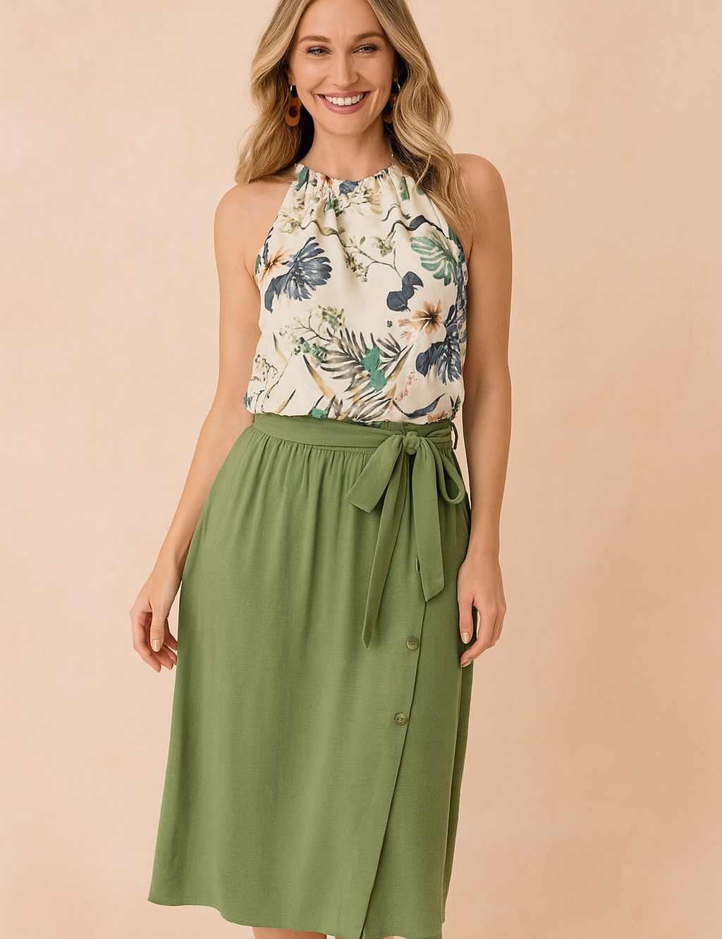 Joanna | Sommerbluse med blomsterprint og bindedetalje 0