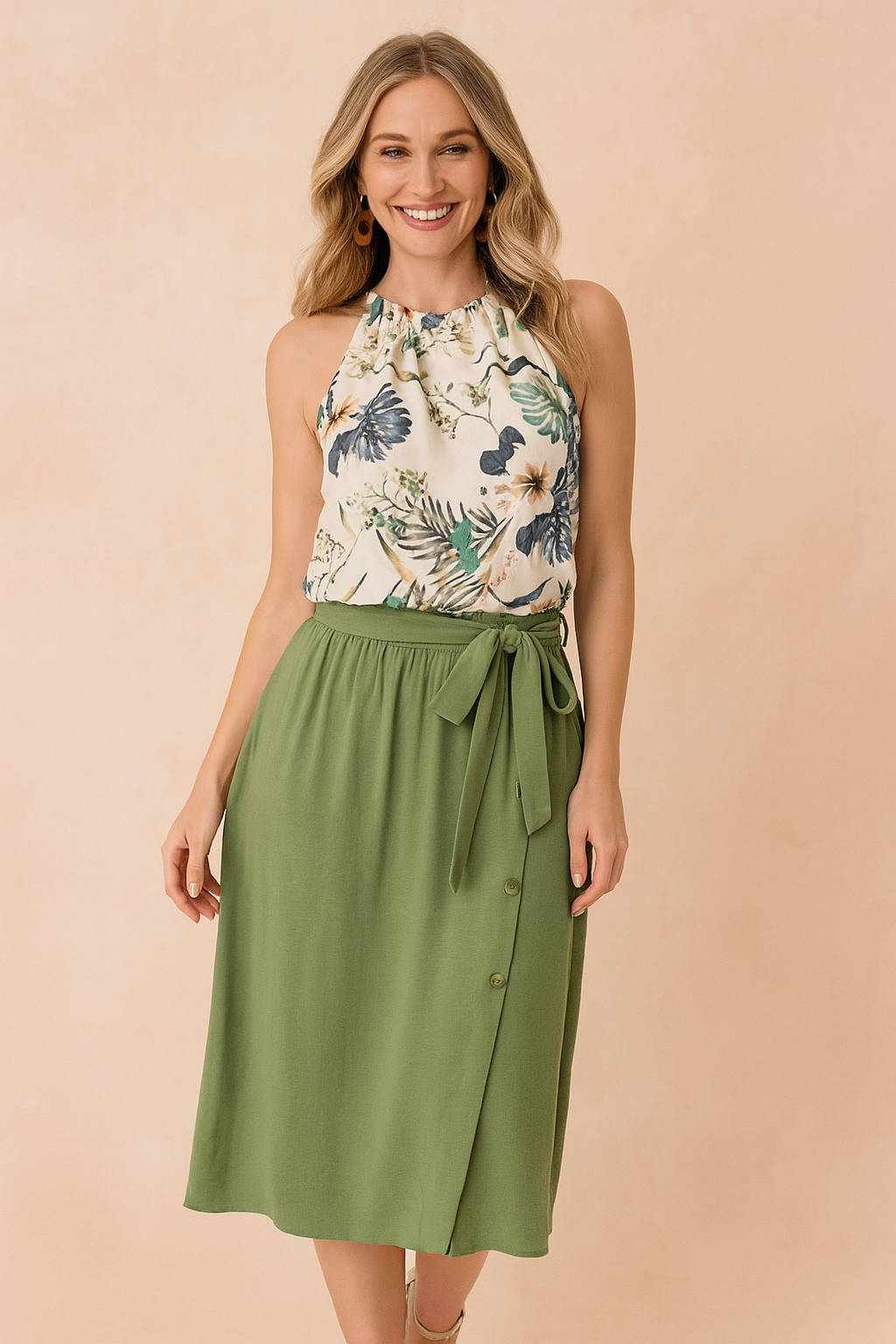 Joanna | Sommerbluse med blomsterprint og bindedetalje 0