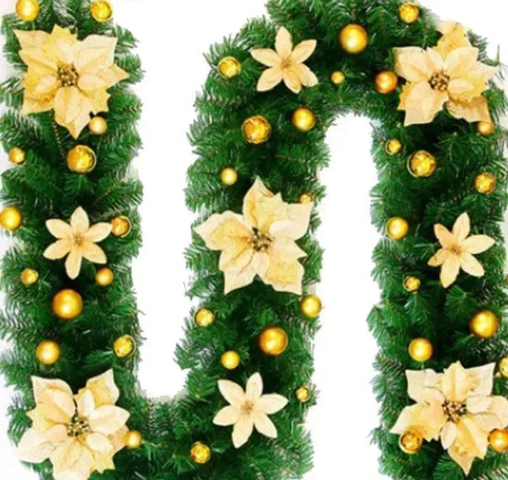 Juleguirlande | Elegant rattanbanner med varm LED-belysning 0