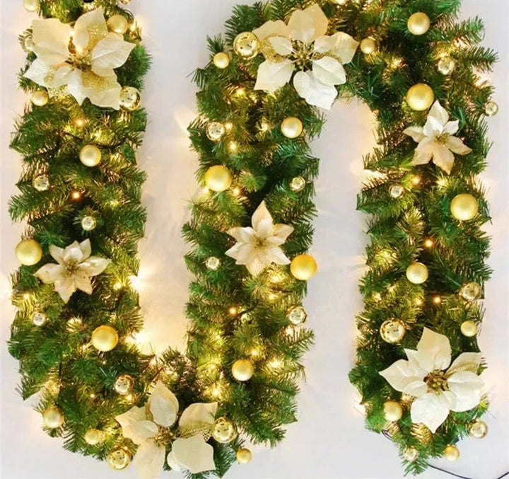 Juleguirlande | Elegant rattanbanner med varm LED-belysning 1