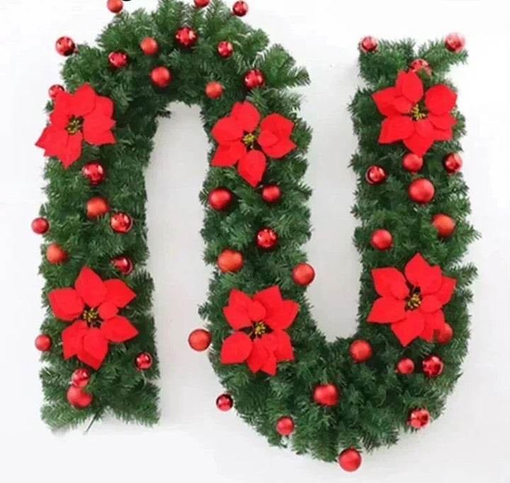 Juleguirlande | Elegant rattanbanner med varm LED-belysning 6