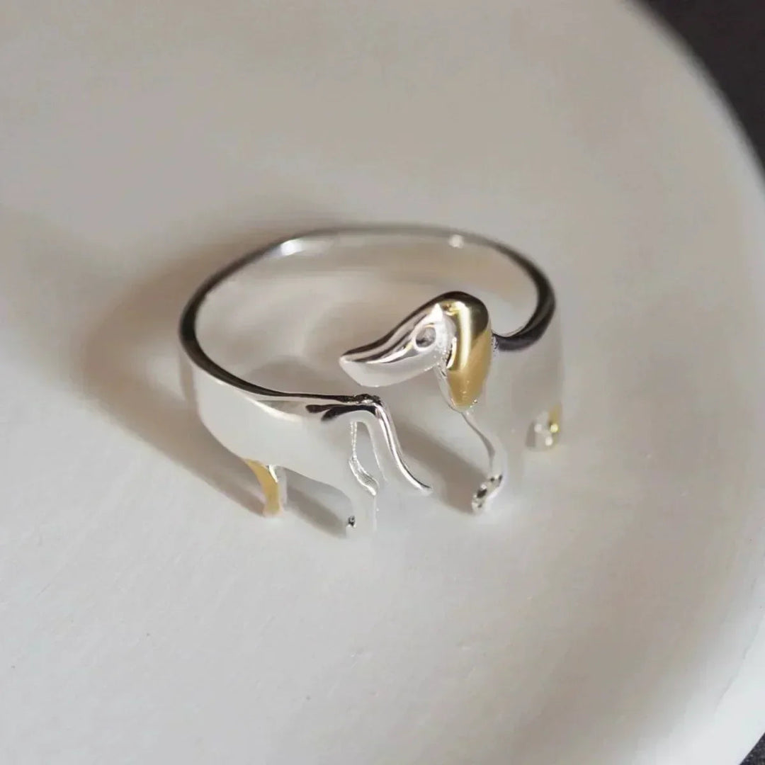 Justerbar gravhundring – Sølv kunstnerisk ring med åbent design 0