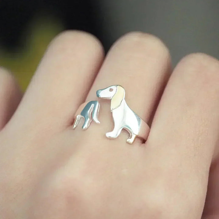 Justerbar gravhundring – Sølv kunstnerisk ring med åbent design 3