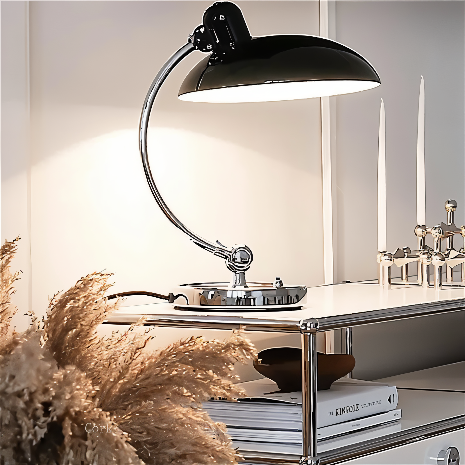 Justerbar vintage skrivebordslampe med jernkuppel 0