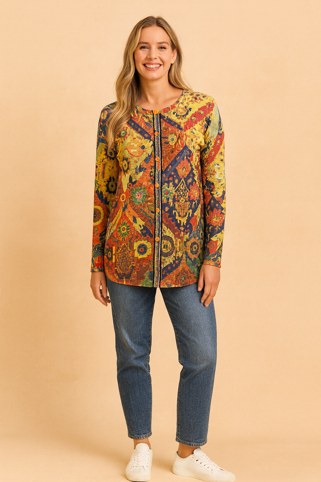 Kaja | Sweater med et kunstnerisk mønster 0