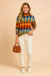 Klara | Farverig ternet sweater 0