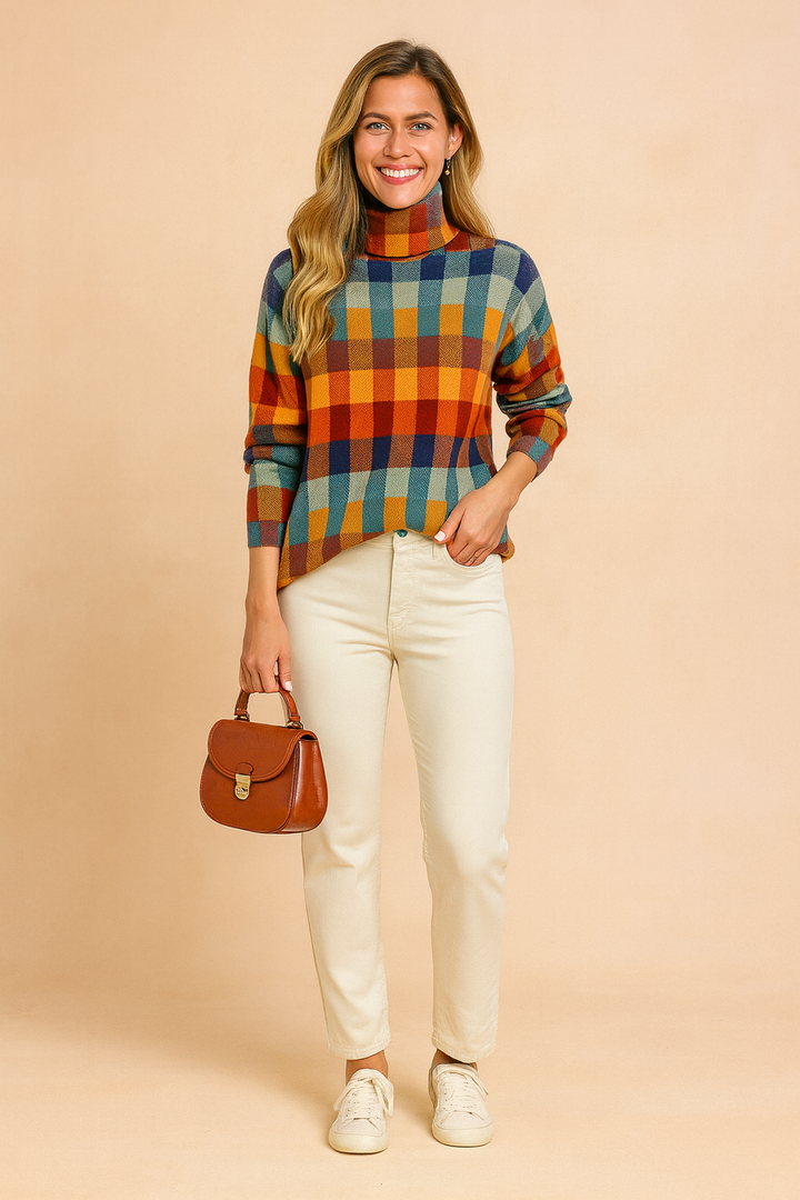 Klara | Farverig ternet sweater 0