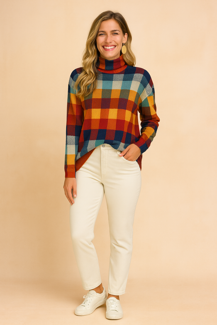 Klara | Farverig ternet sweater 1