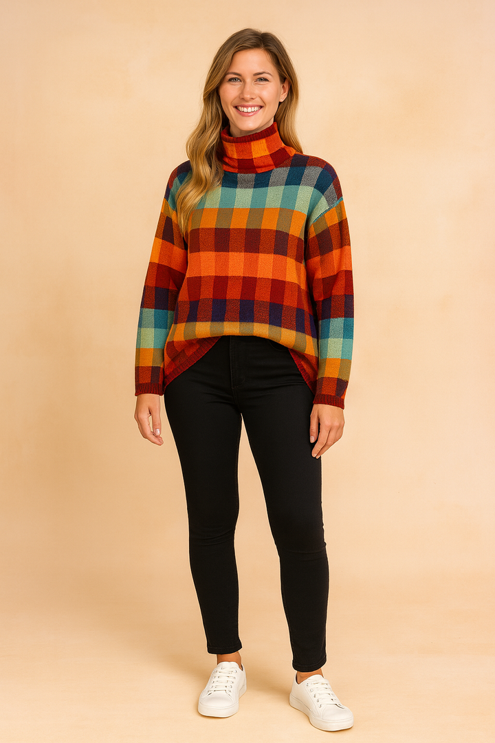 Klara | Farverig ternet sweater 2