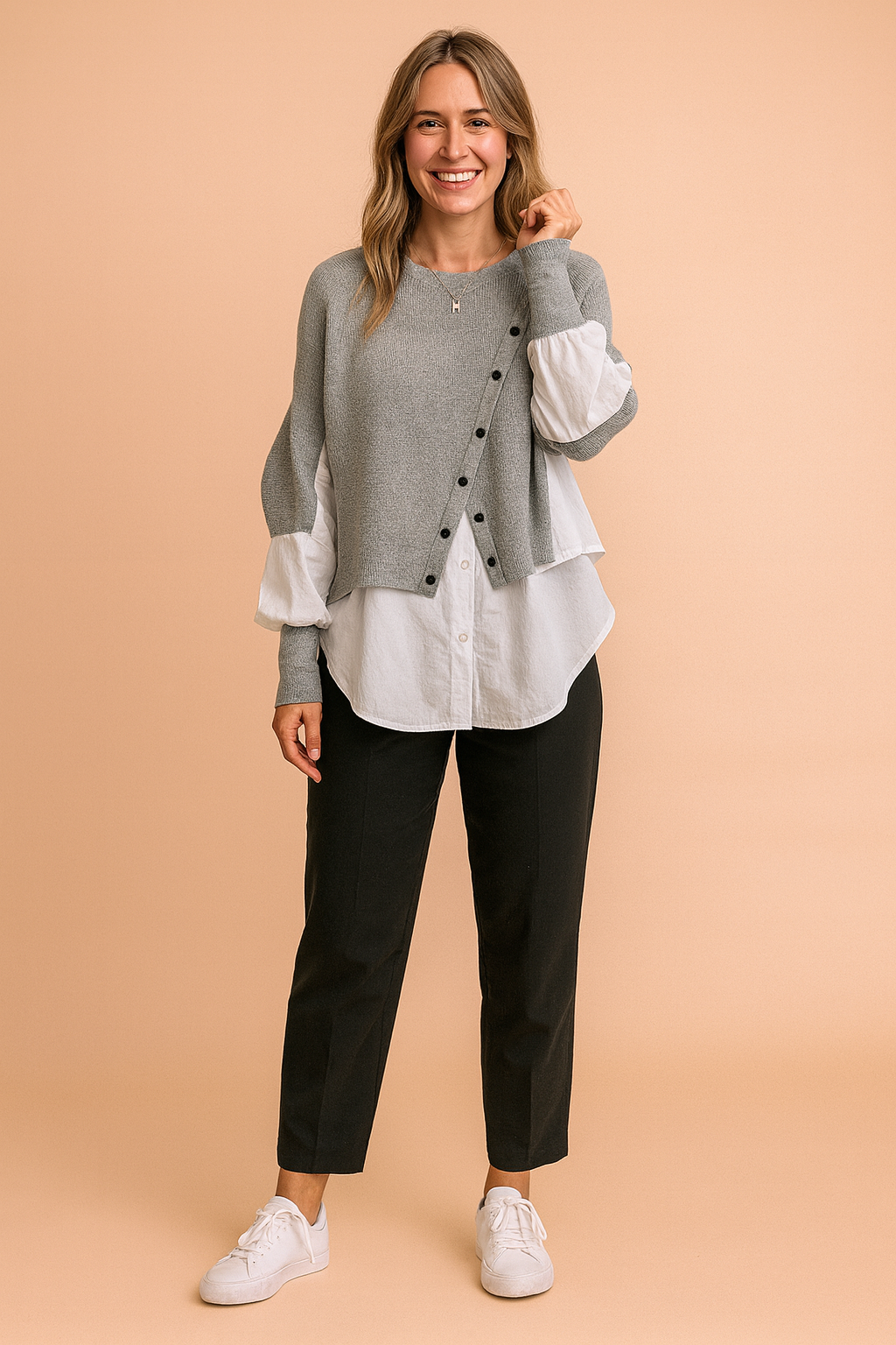 Klaudia | Moderigtig lagdelt sweater med skjorteeffekt 1