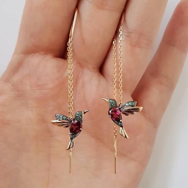Kolibri Øreringe med Cubic Zirconia – Elegant Smykke 0