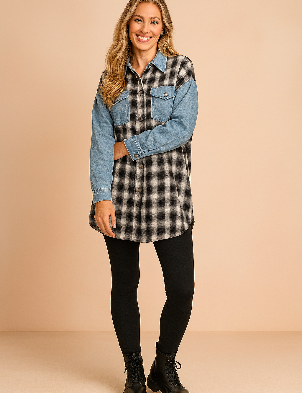 LILY | Oversized ternet skjortebluse 1