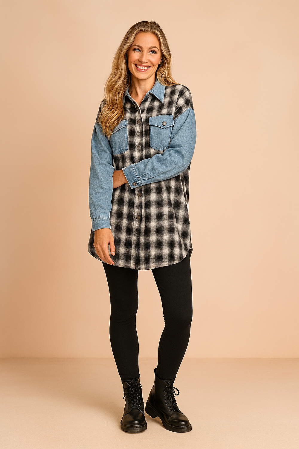 LILY | Oversized ternet skjortebluse 1