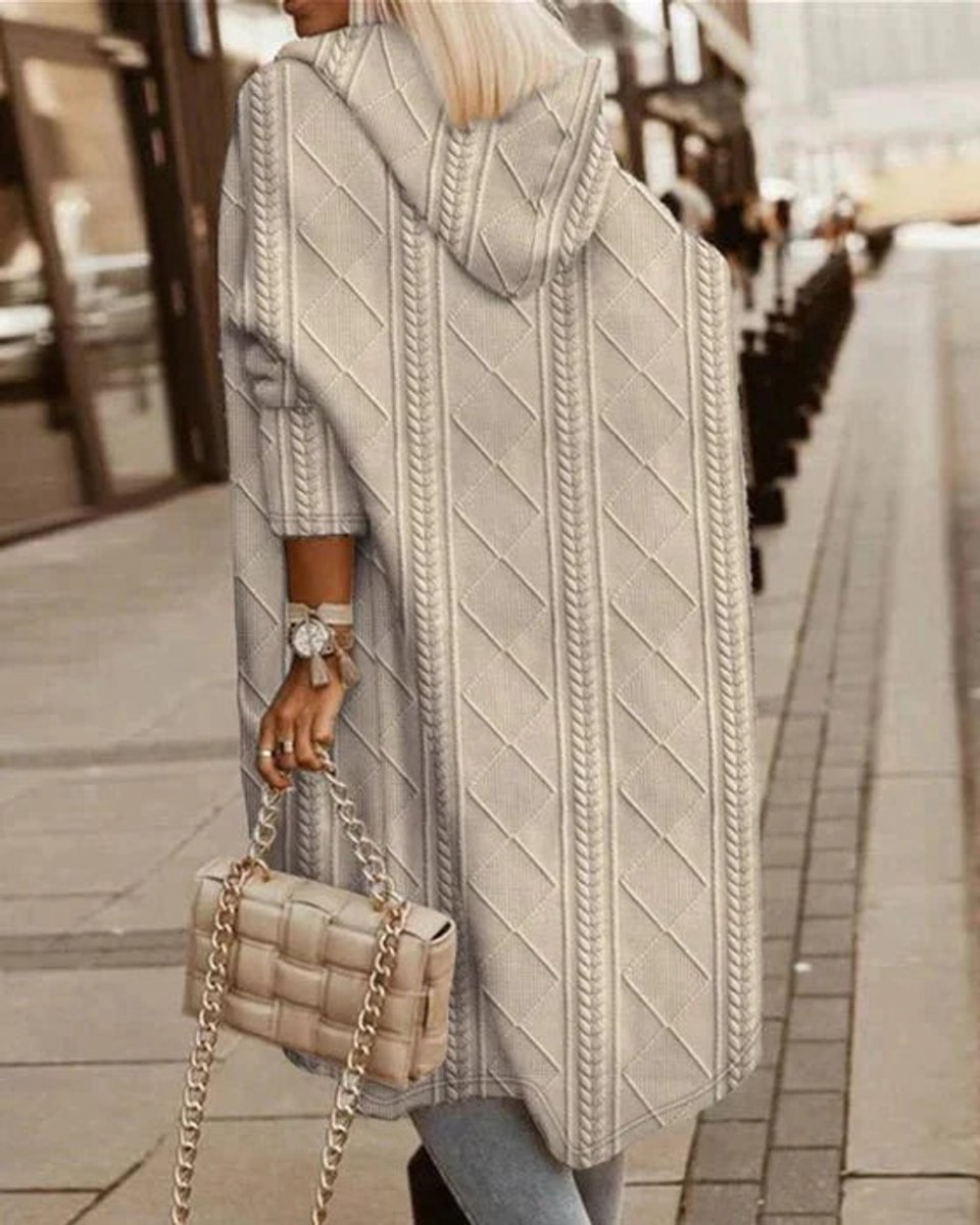 Lange Strickjacke Damen Mit Kapuze, Oversize Cardigan Für Herbst & Winter, Grobstrick, Gemütlich, Modisch 1