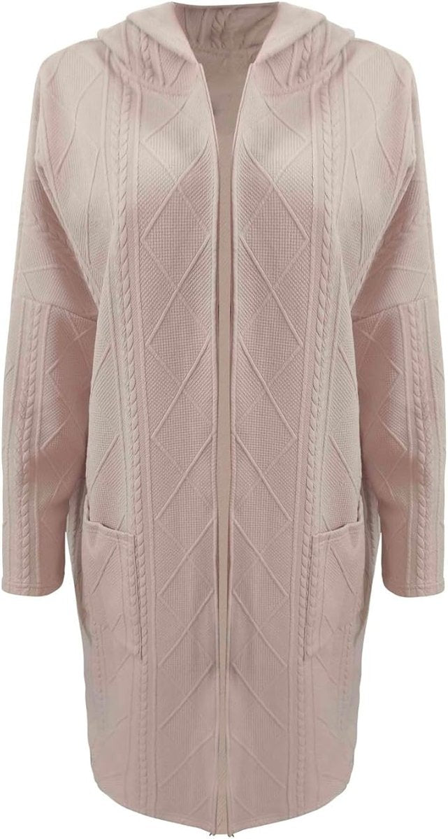 Lange Strickjacke Damen Mit Kapuze, Oversize Cardigan Für Herbst & Winter, Grobstrick, Gemütlich, Modisch 2
