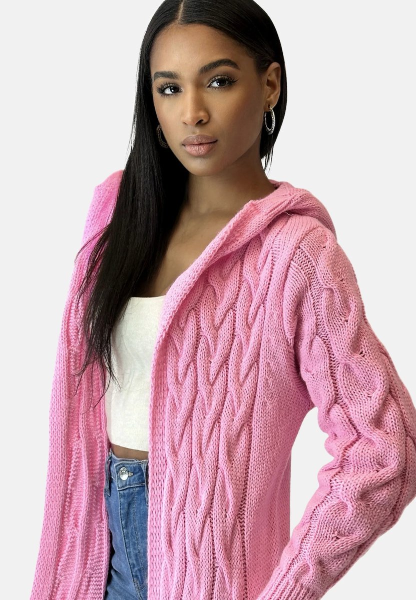 Lange Strickjacke Damen Mit Kapuze, Oversize Cardigan Für Herbst & Winter, Grobstrick, Gemütlich, Modisch 3