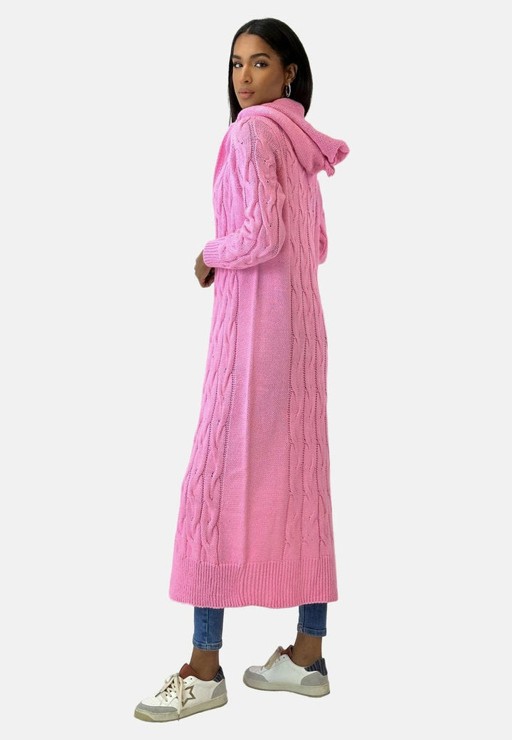 Lange Strickjacke Damen Mit Kapuze, Oversize Cardigan Für Herbst & Winter, Grobstrick, Gemütlich, Modisch 4