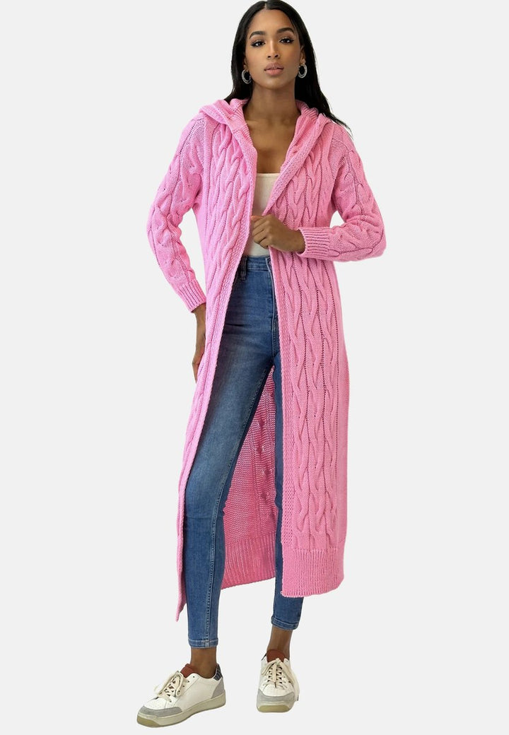 Lange Strickjacke Damen Mit Kapuze, Oversize Cardigan Für Herbst & Winter, Grobstrick, Gemütlich, Modisch 5