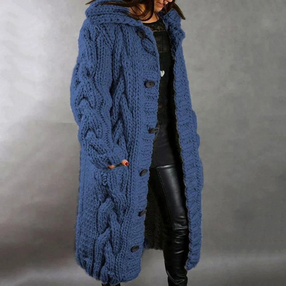 Lange Strickjacke Damen – Eleganter Cardigan für Winter, Warm und Vielseitig, Ideal für Büro und Freizeit 0