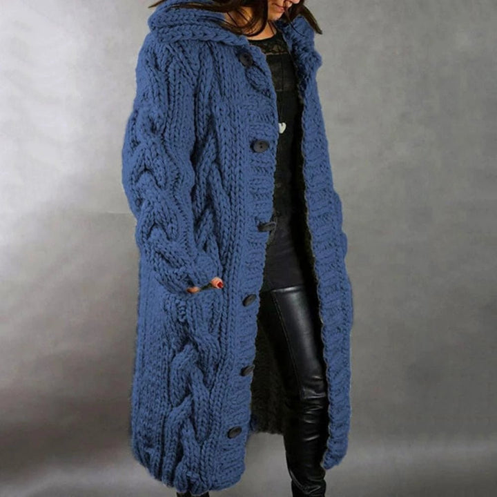 Lange Strickjacke Damen – Eleganter Cardigan für Winter, Warm und Vielseitig, Ideal für Büro und Freizeit 0