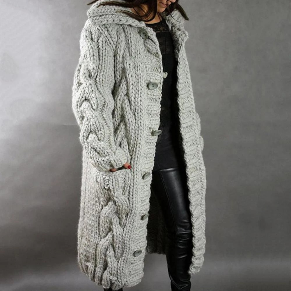 Lange Strickjacke Damen – Eleganter Cardigan für Winter, Warm und Vielseitig, Ideal für Büro und Freizeit 1