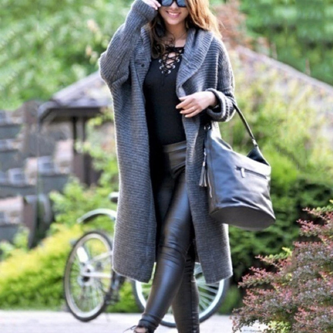Lange Strickjacke Damen mit Kapuze | Grob Gestrickt Cardigan für Herbst und Winter | Stilvolle Wärme und Komfort 0