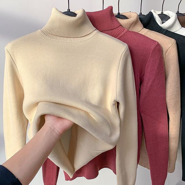 Leonie - Beigefarbener Rollkragenpullover Mit Fleece Futter 3