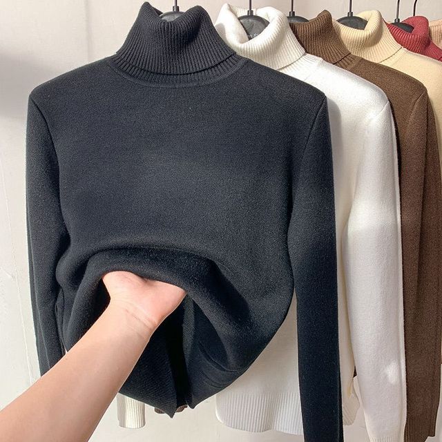 Leonie - Beigefarbener Rollkragenpullover Mit Fleece Futter 4