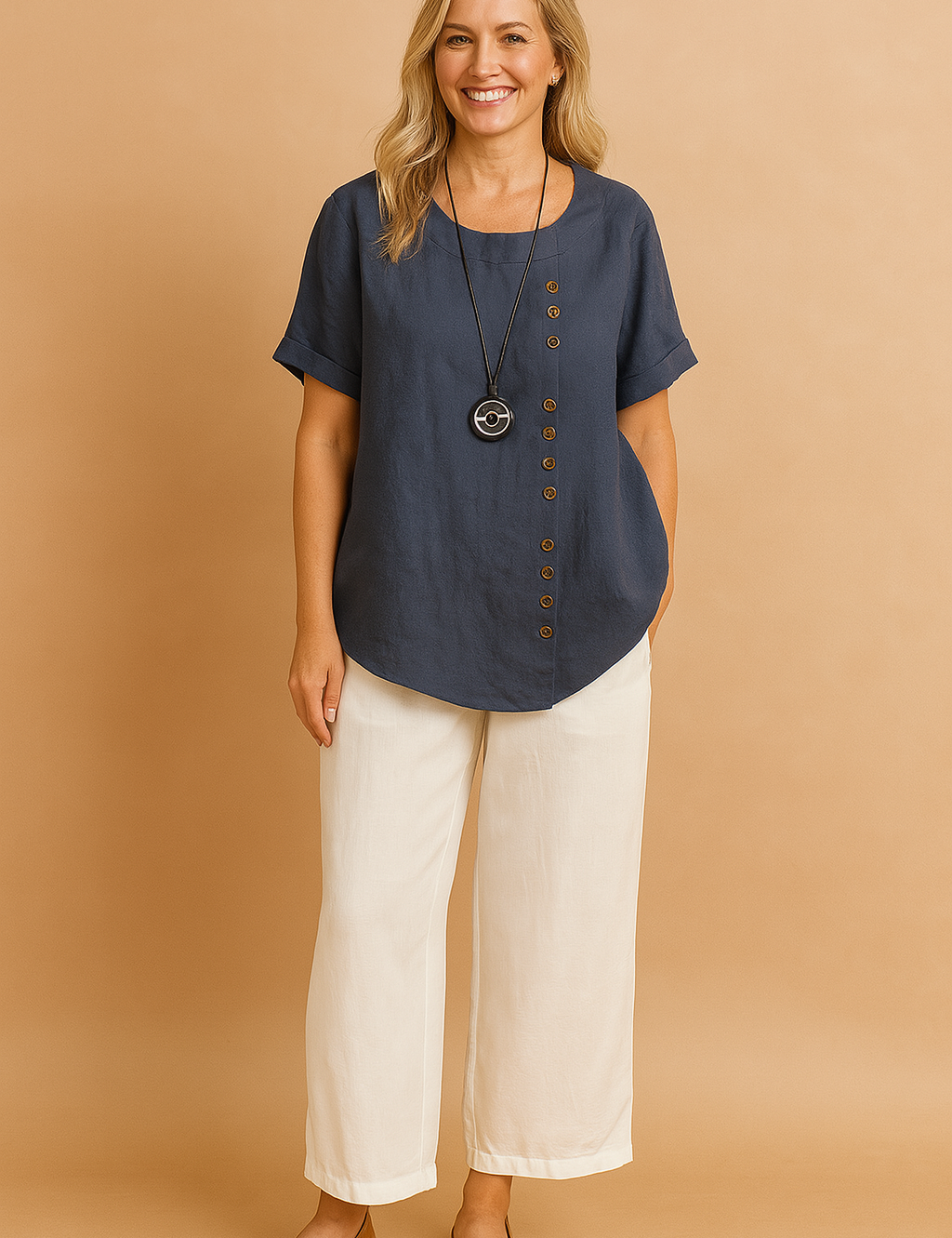 Liva | Asymmetrisk bluse med dekorativ spænde 3