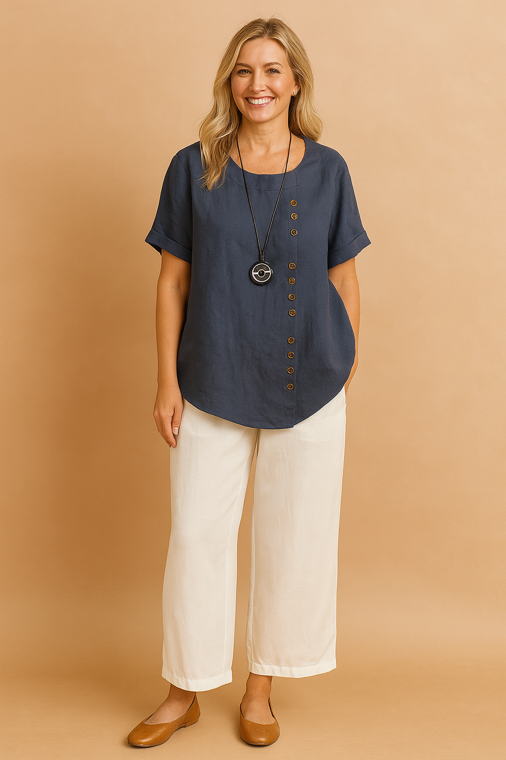 Liva | Asymmetrisk bluse med dekorativ spænde 3