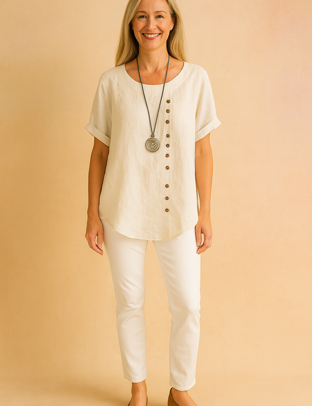 Liva | Asymmetrisk bluse med dekorativ spænde 4