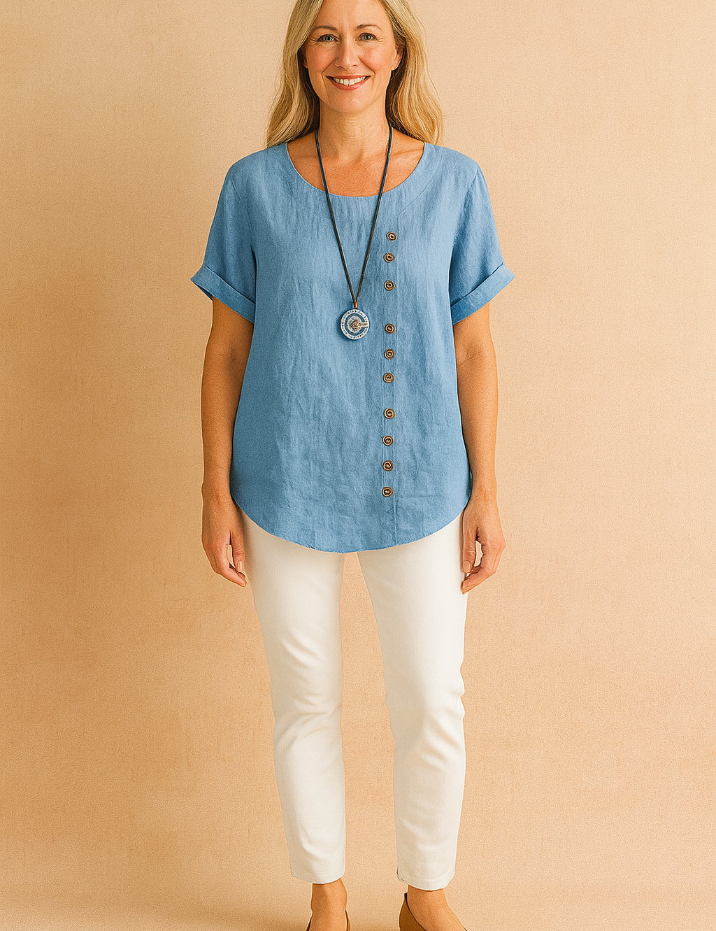 Liva | Asymmetrisk bluse med dekorativ spænde 5