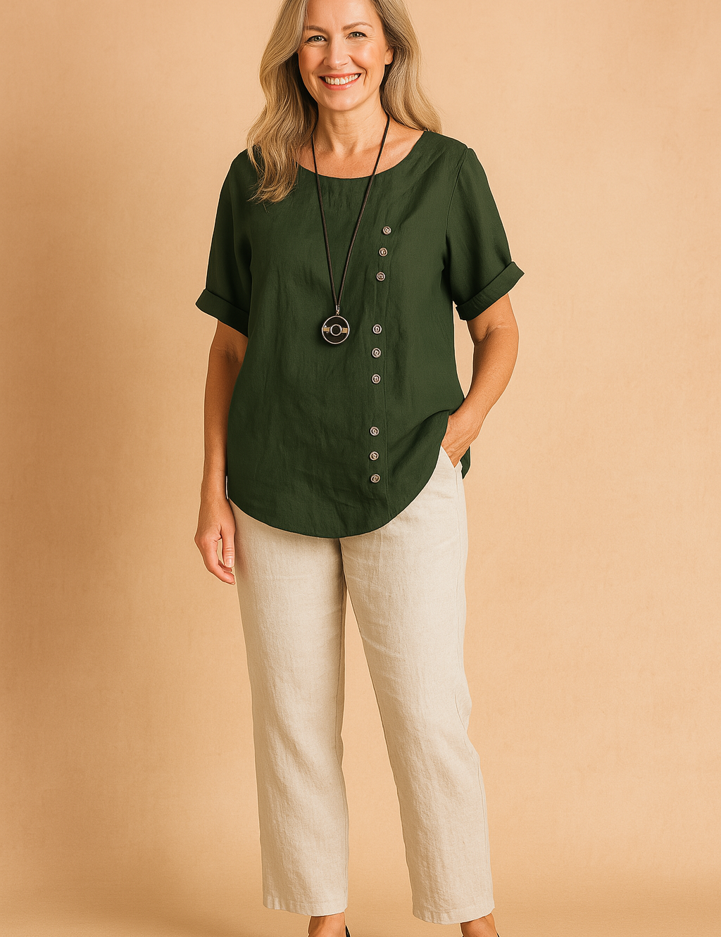 Liva | Asymmetrisk bluse med dekorativ spænde 8