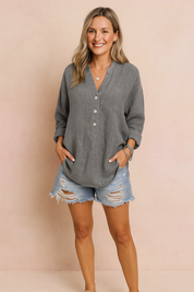 Lona | Løs bluse med knapper og et afslappet look 2