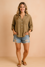 Lona | Løs bluse med knapper og et afslappet look 4