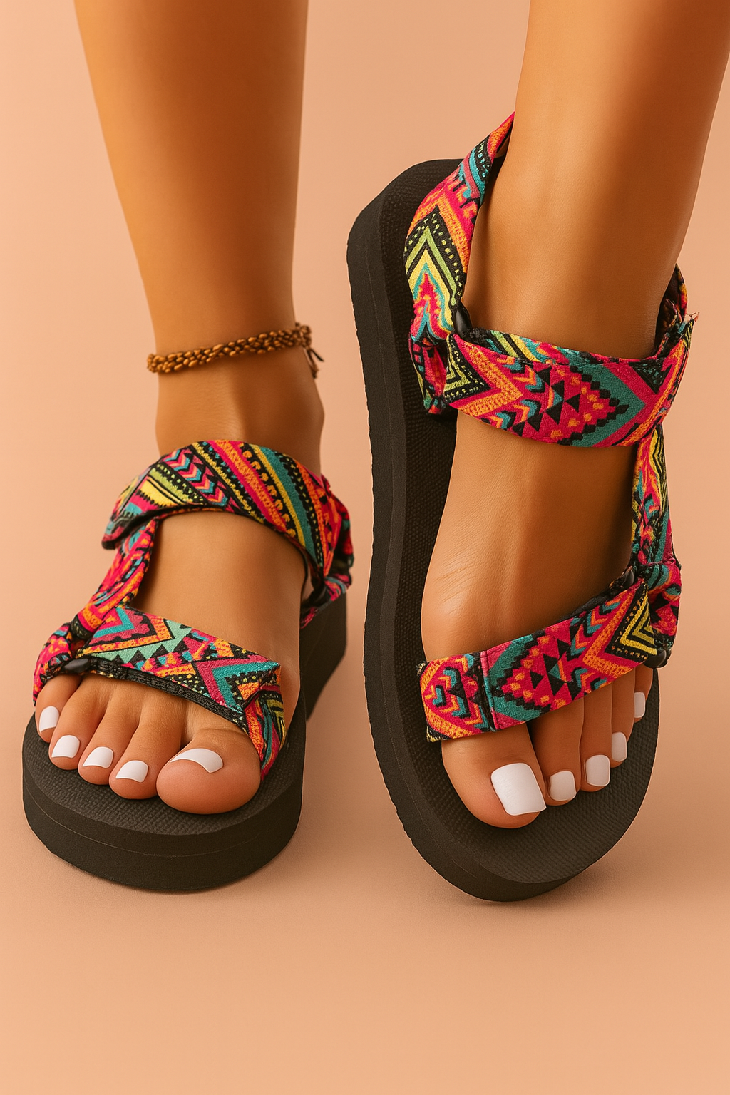 Luna | Sandaler med en farverig rem 0