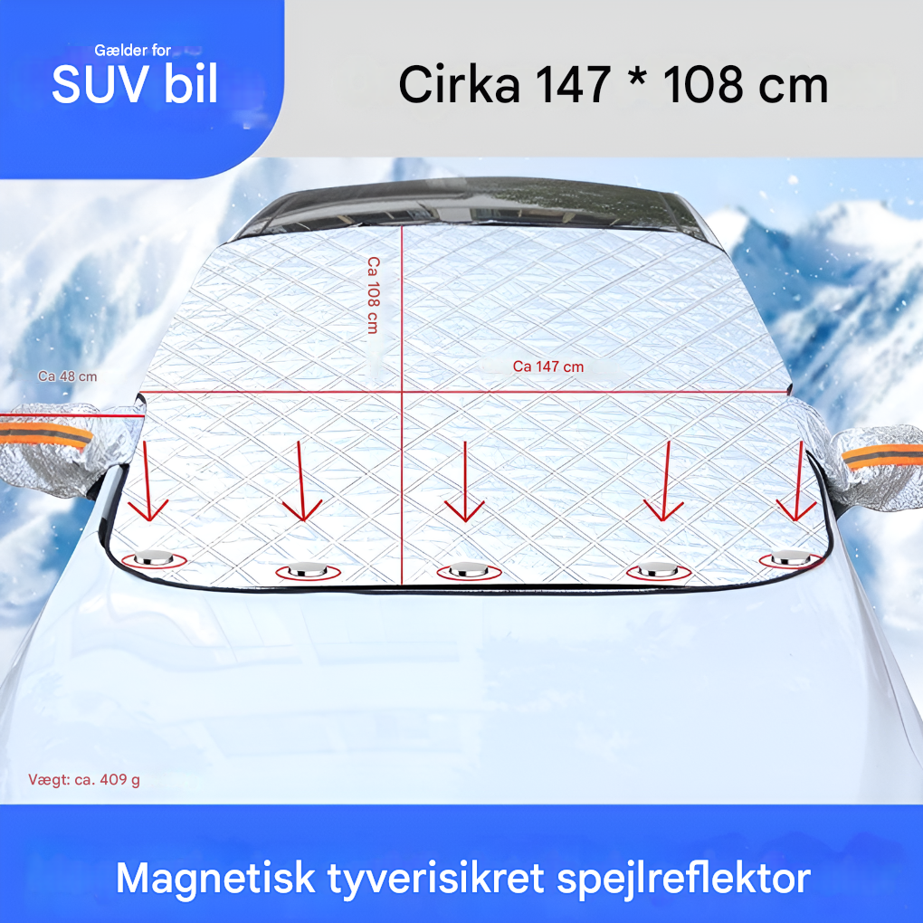 Magnetisk Presenning til Forrude – Beskytter mod Frost og Sne med Stærke Kantmagneter – Universal Pasform til Biler og SUV'er 0