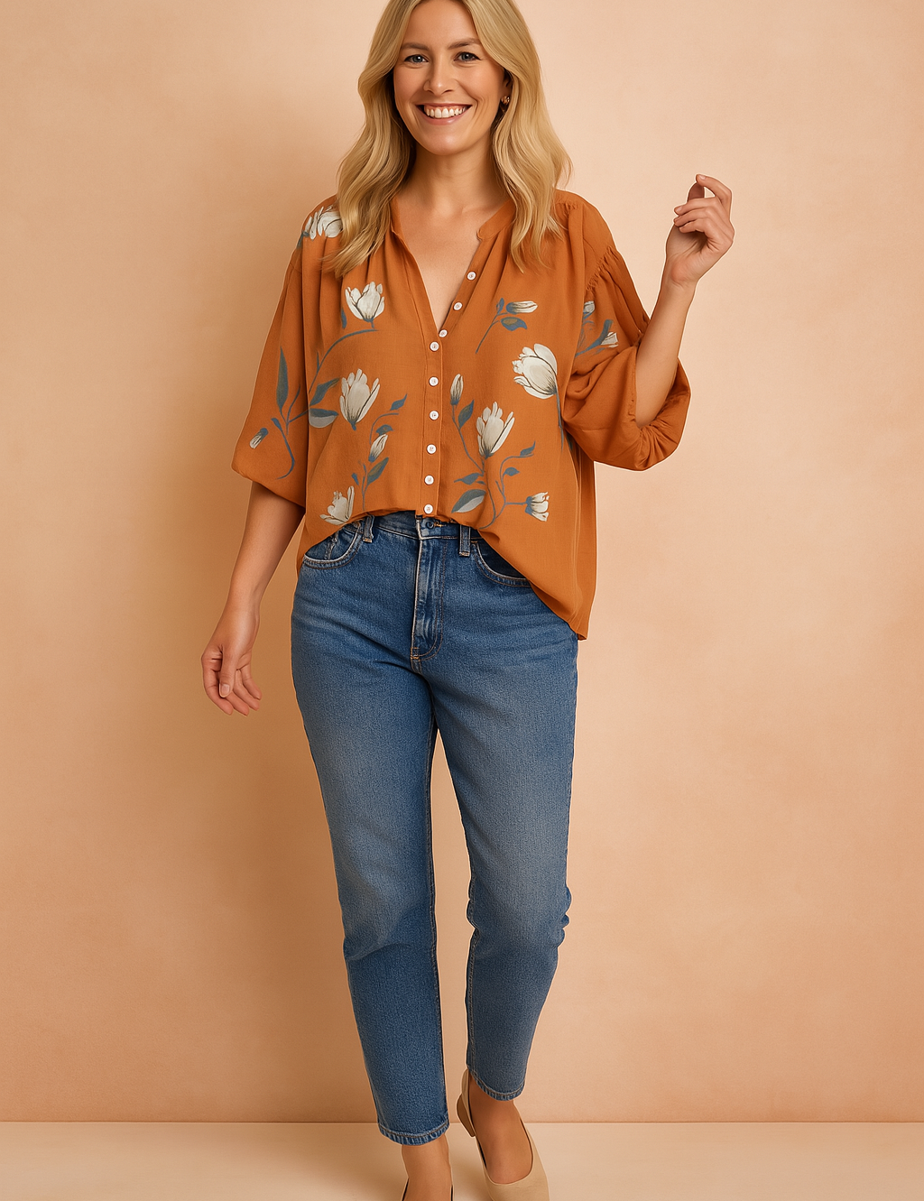 Maja | Skjortebluse med blomsterprint 0