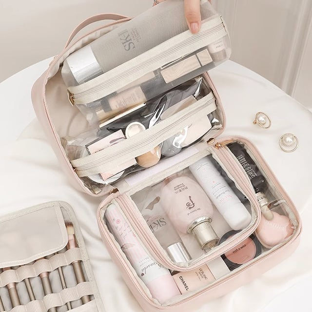 Makeup Organizer med Rummelig Opbevaring og Vandafvisende Materiale – Elegant Sort Design til Professionel Brug 0