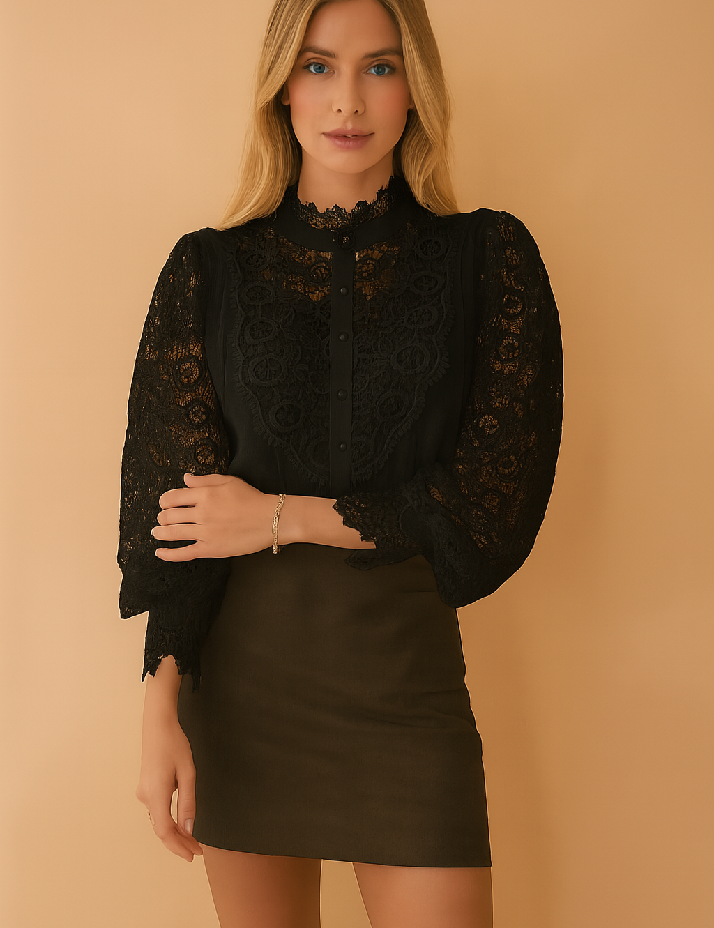 Margarett | Elegant blomsterblondeskjorte 2