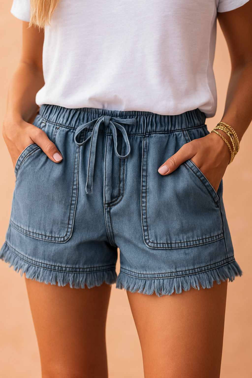 Maria Højtaljede Denimshorts 3