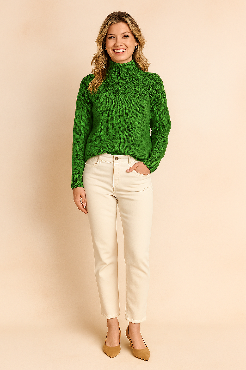 Marta | Sweater med strikket mønster foroven 2